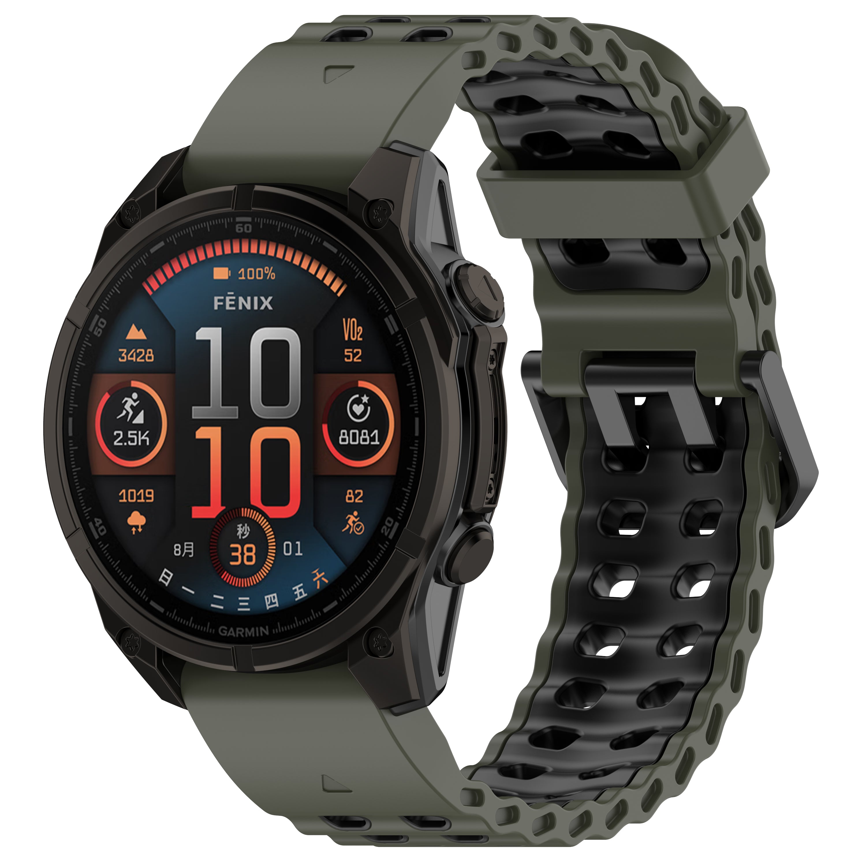 Bracelet sport ondulé Garmin Descent Mk1 (vert/noir)