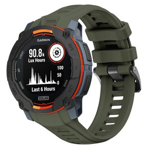 Bracelet silicone 'perfect fit' Garmin Instinct 3 - 50mm (vert armée)