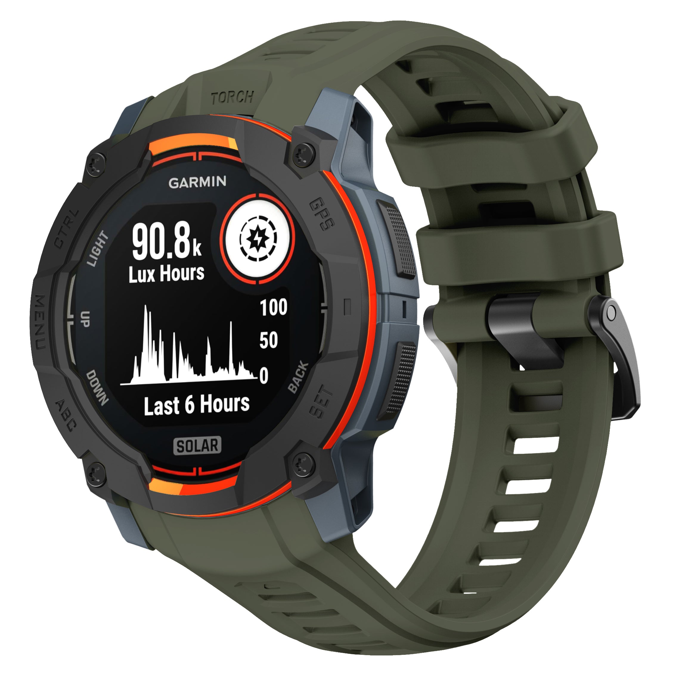 Bracelet silicone 'perfect fit' Garmin Instinct 3 - 50mm (vert armée)