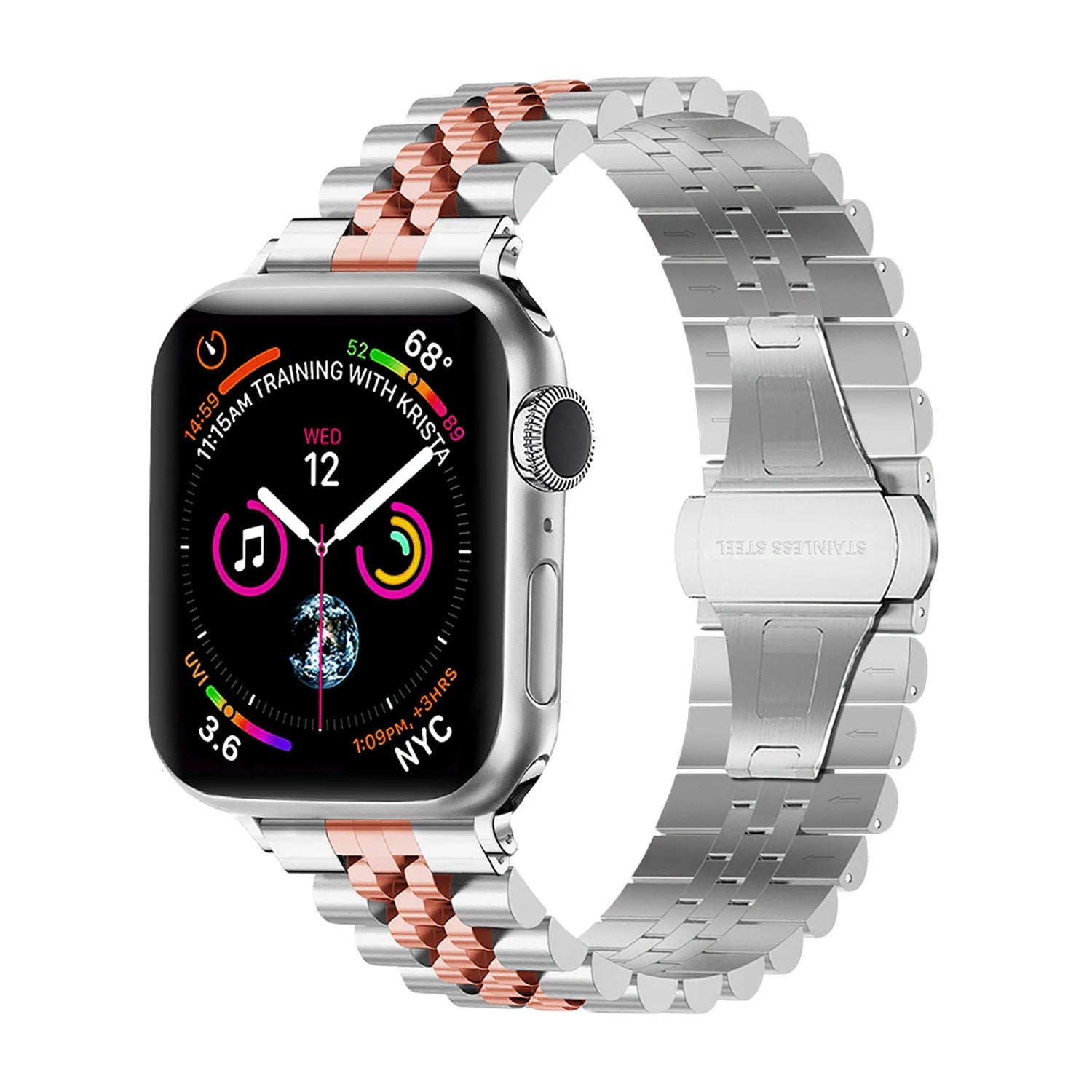 Bracelet acier Jubilee Apple Watch Ultra (argent/ or rose)