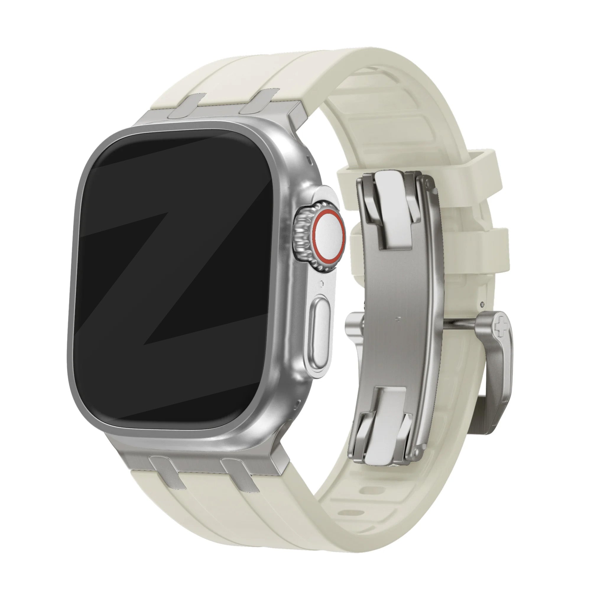 Bandz Bracelet silicone 'Luxe Liquid' Apple Watch Ultra (beige avec titane)