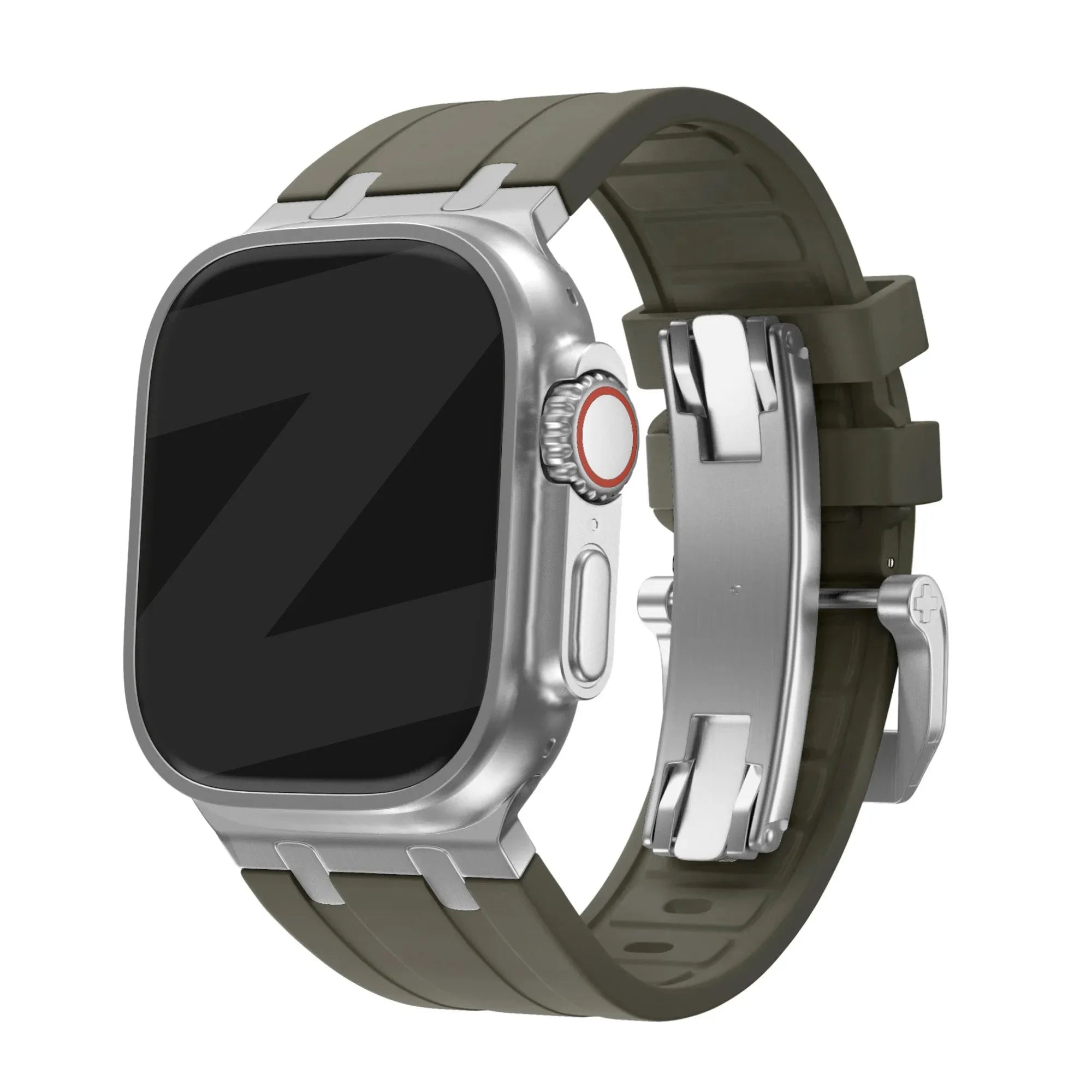 Bandz Bracelet silicone 'Luxe Liquid' Apple Watch (marron/argent)