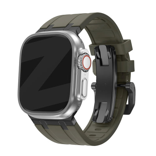 Bandz Apple Watch Ultra Silicone Strap 'Luxe Liquid' (Brown with Black)