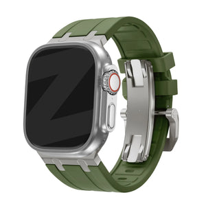 Bandz Bracelet silicone 'Luxe Liquid' Apple Watch (vert/titane)