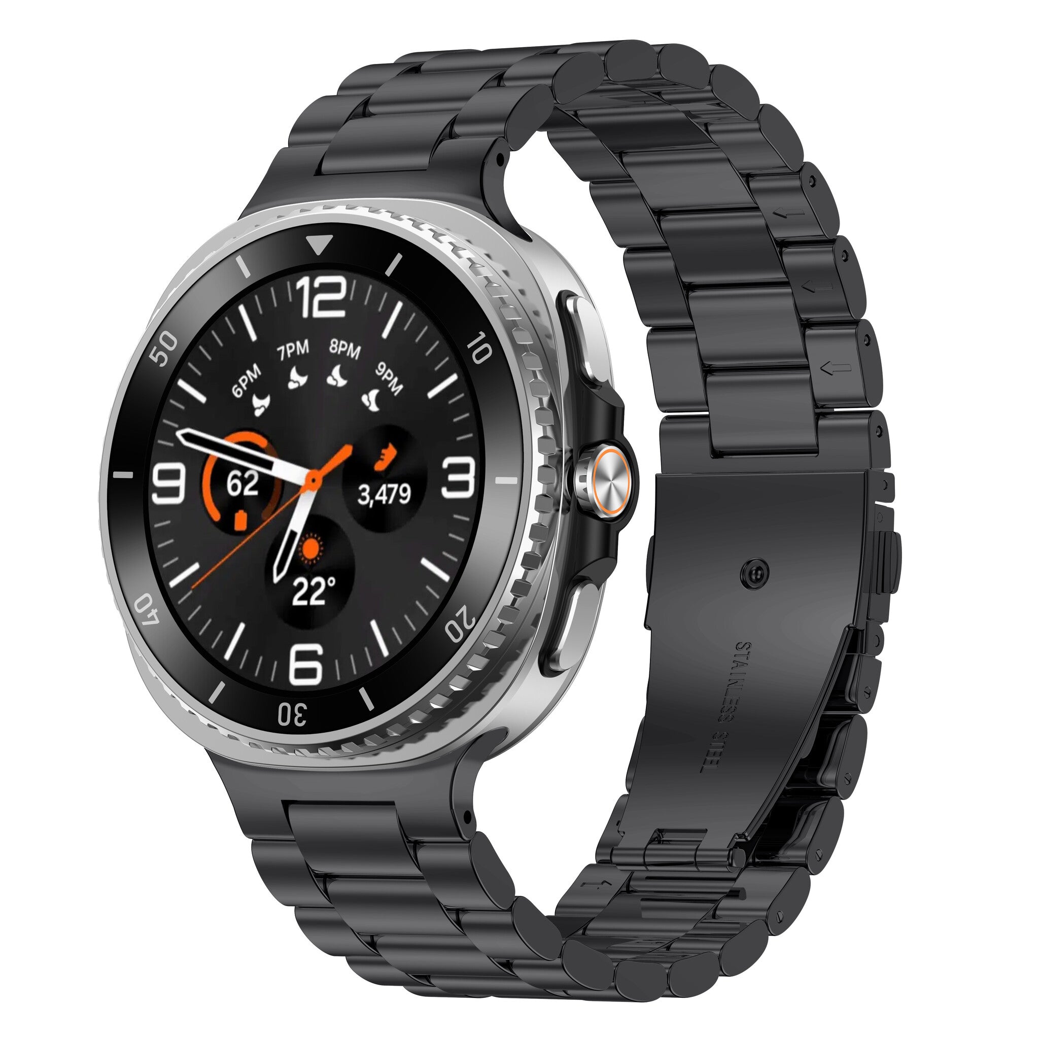 Bracelet acier Samsung Galaxy Watch 8 Classic (noir)