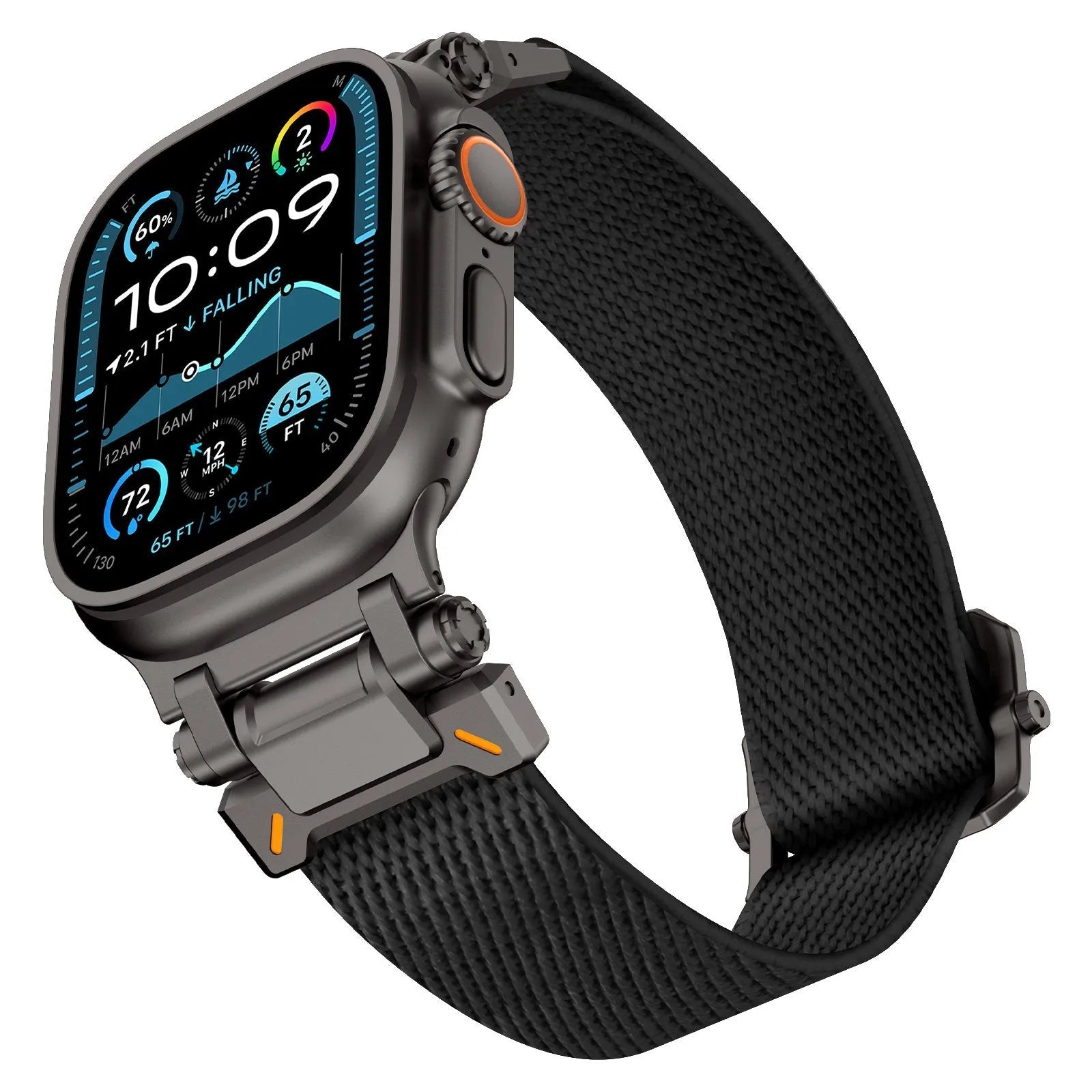 Bracelet en polyester 'Explorer' Apple Watch (noir/noir)