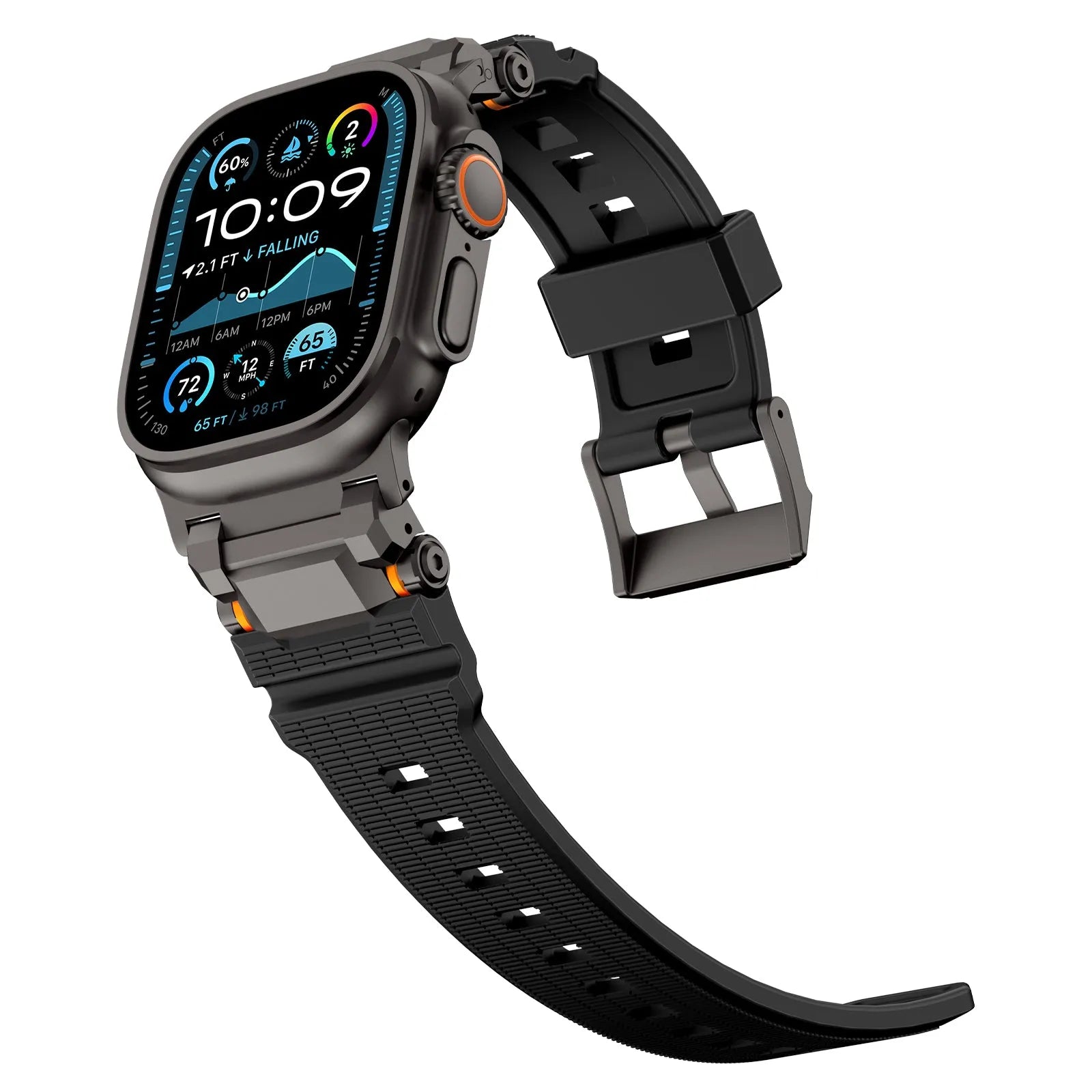 Bracelet silicone 'Adventurer' Apple Watch (noir avec noir)