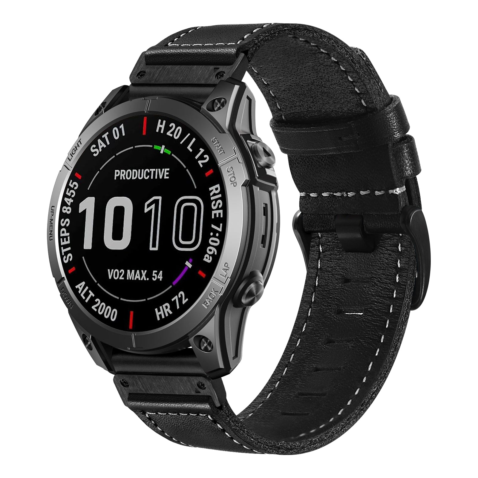 Garmin Forerunner 970 Premium Leather Strap (Black)