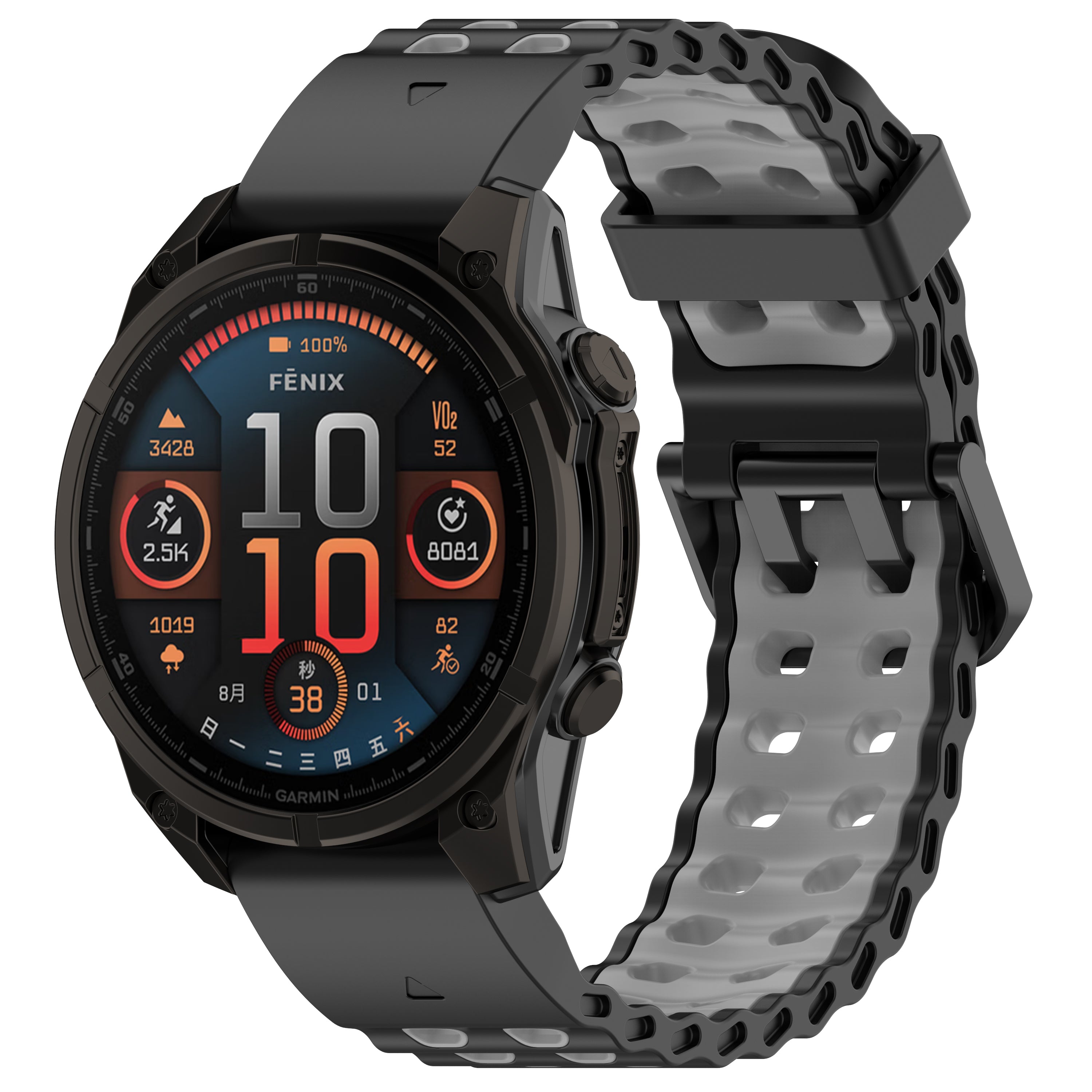 Bracelet sport ondulé Garmin Approach S70 - 47mm (noir/gris)
