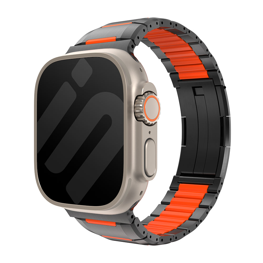 Bracelet acier hybride Apple Watch Ultra (noir/orange)