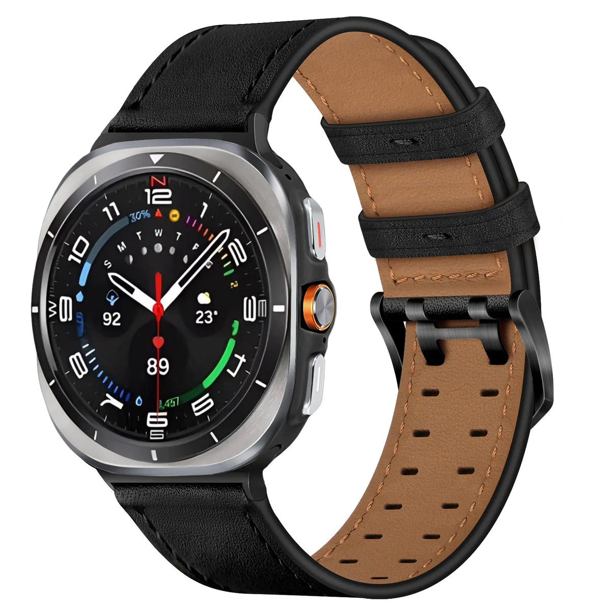 Bracelet cuir à double épingle Samsung Galaxy Watch Ultra 2 (noir)