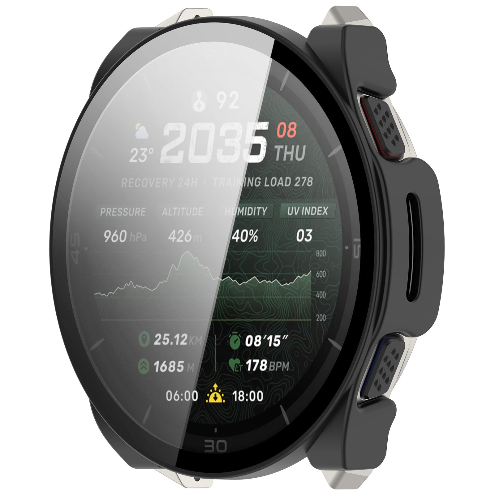 Coque rigide avec verre Amazfit Cheetah 2 Ultra (noir)