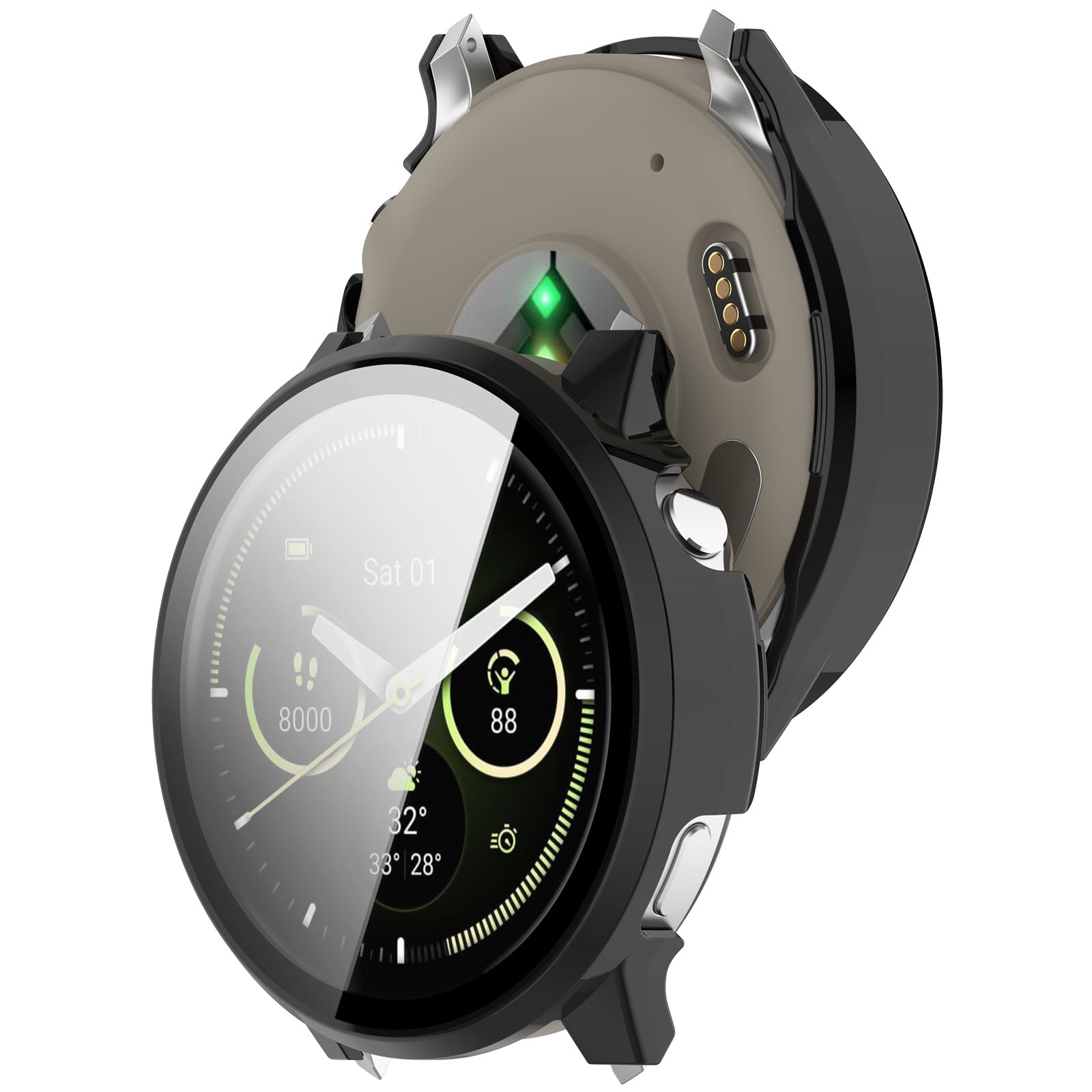 Coque dure avec verre Garmin Venu 4 - 45mm (noir)