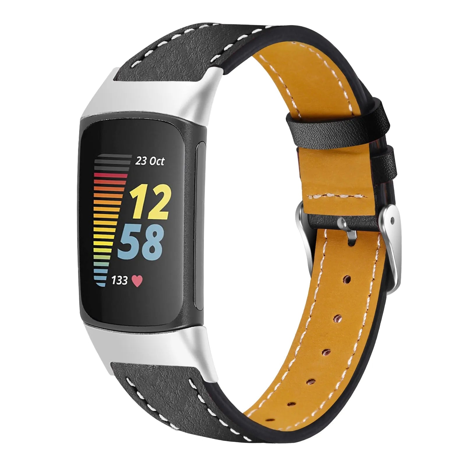 Bracelet cuir moderne Fitbit Charge 5 (noir)