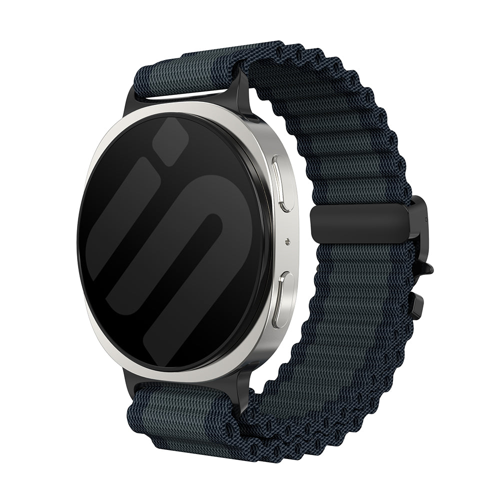 Bracelet nylon Outdoor avec boucle en P Samsung Galaxy Watch 8 Classic (noir avec noir)