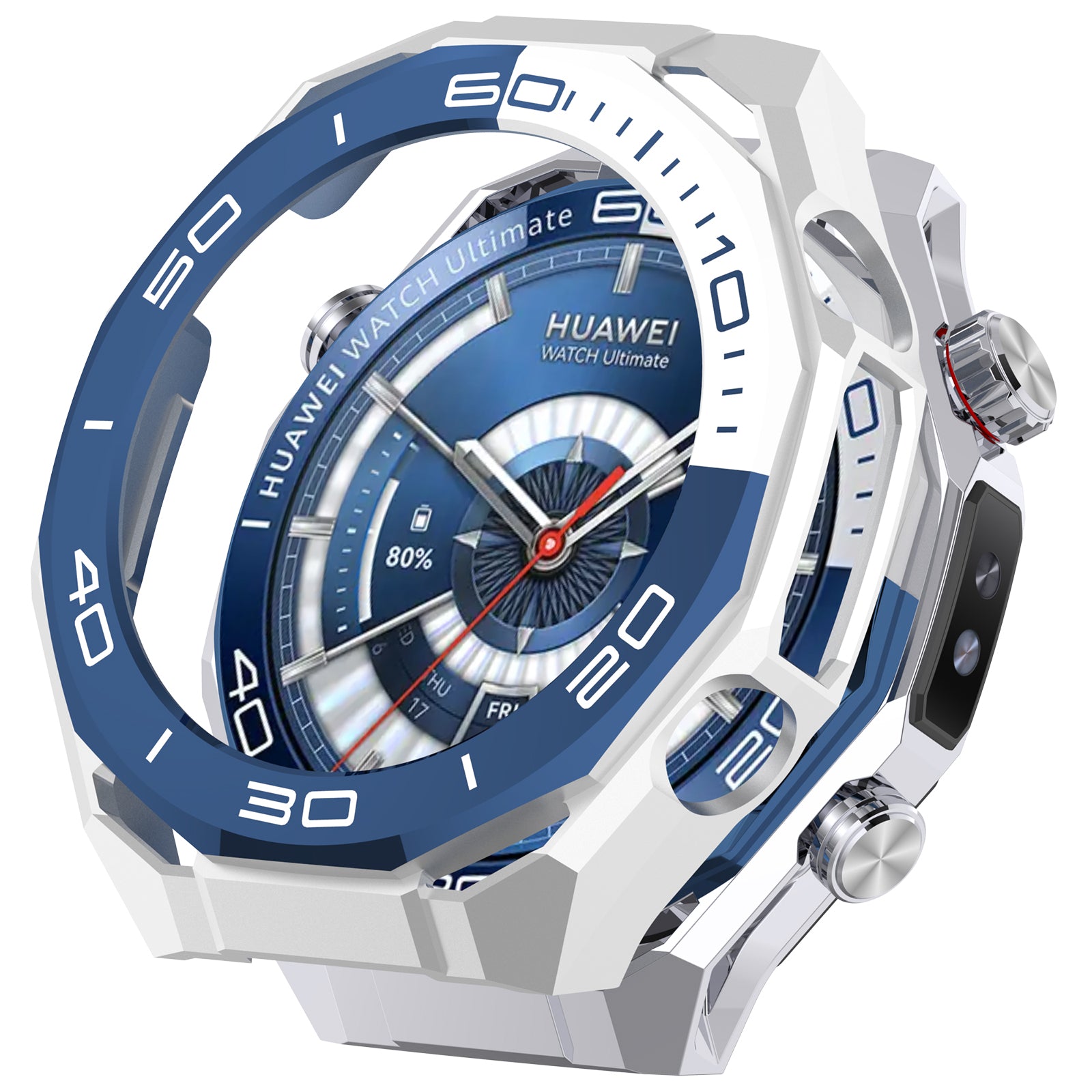 Coque PC avec verre Huawei Watch Ultimate 2 (blanc/bleu)