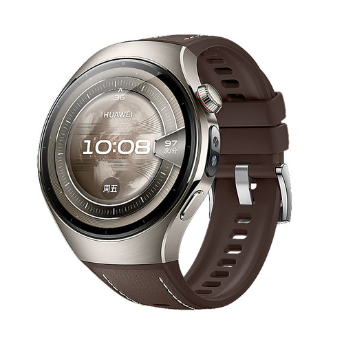 Bracelet cuir hybride ''Perfect Fit' Huawei Watch 5 - 42mm (marron)