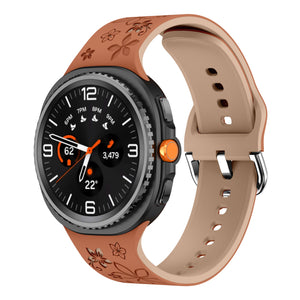 Bracelet silicone avec fleurs Samsung Galaxy Watch 8 Classic (marron/beige)