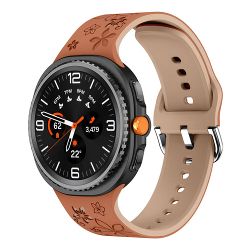 Bracelet silicone avec fleurs Samsung Galaxy Watch 8 Classic (marron/beige)