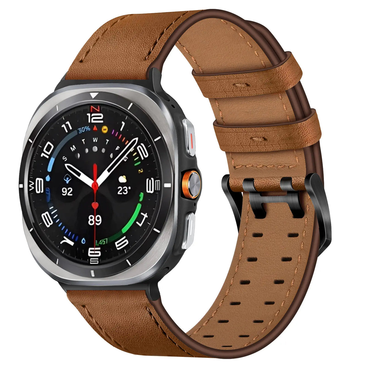 Bracelet cuir à double épingle Samsung Galaxy Watch Ultra 2 (marron)