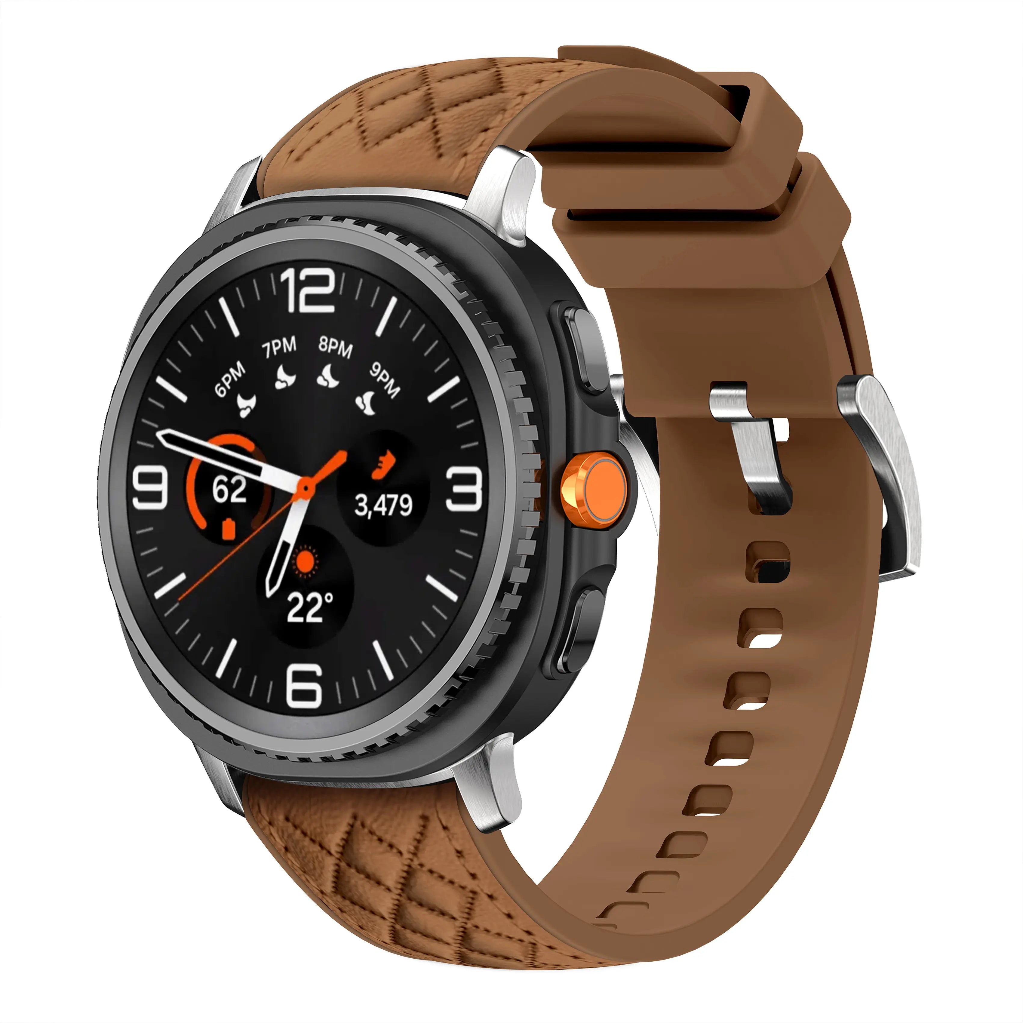 Samsung Galaxy Watch 9 - 44mm Diamond Leather Hybrid Strap (Brown)