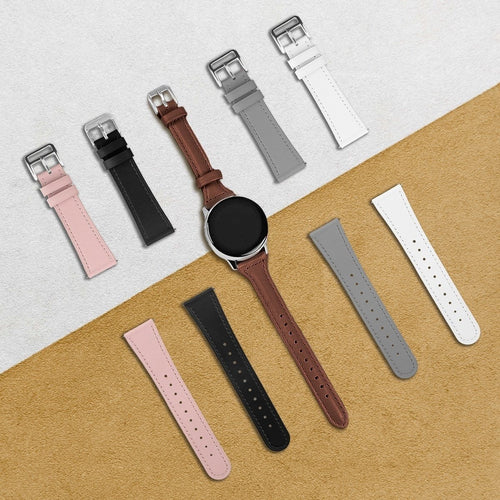 Modern Leather Strap, black, on a watch, 3/4 front view