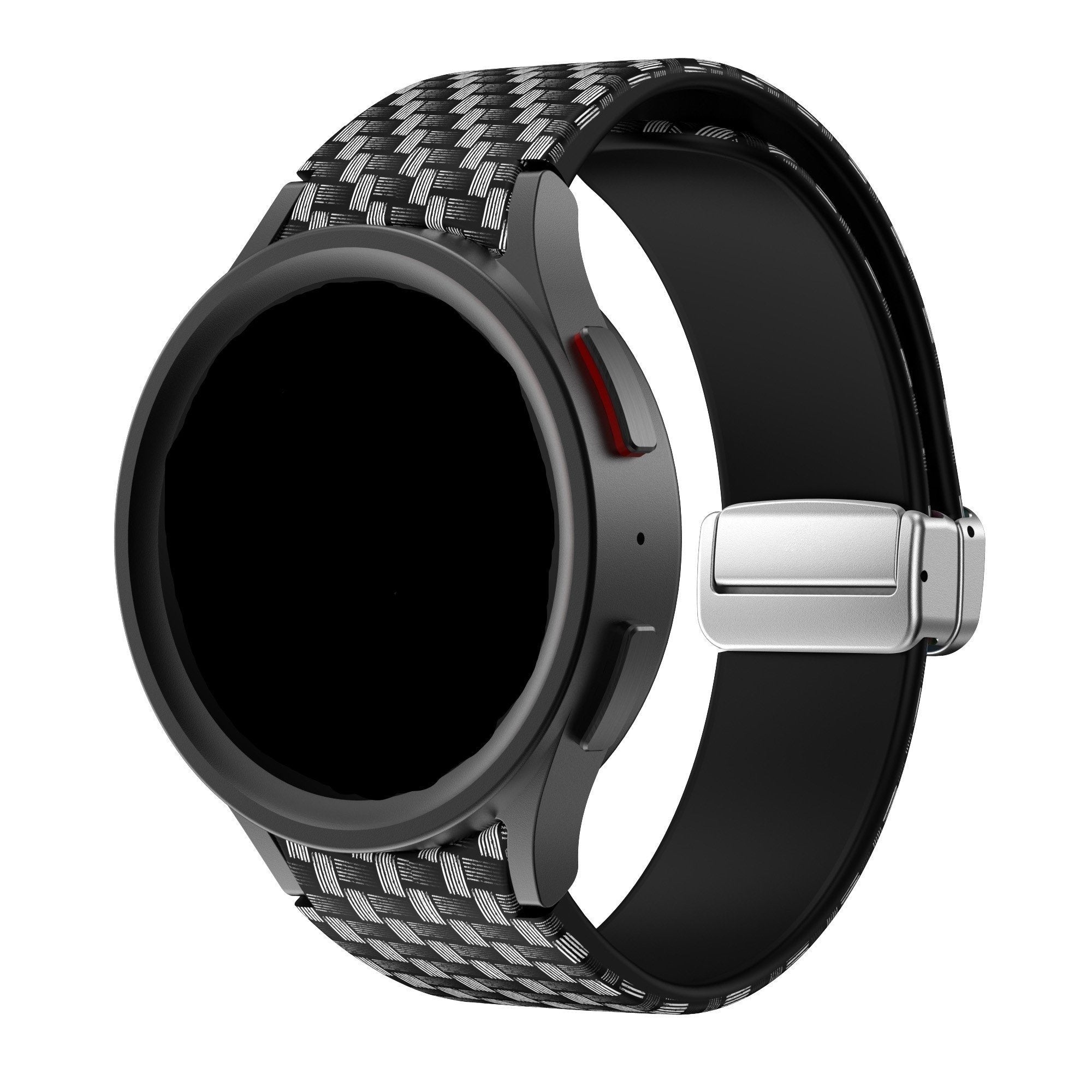 Silicone Magnetic Patterned Strap, on a watch, 3/4 front view