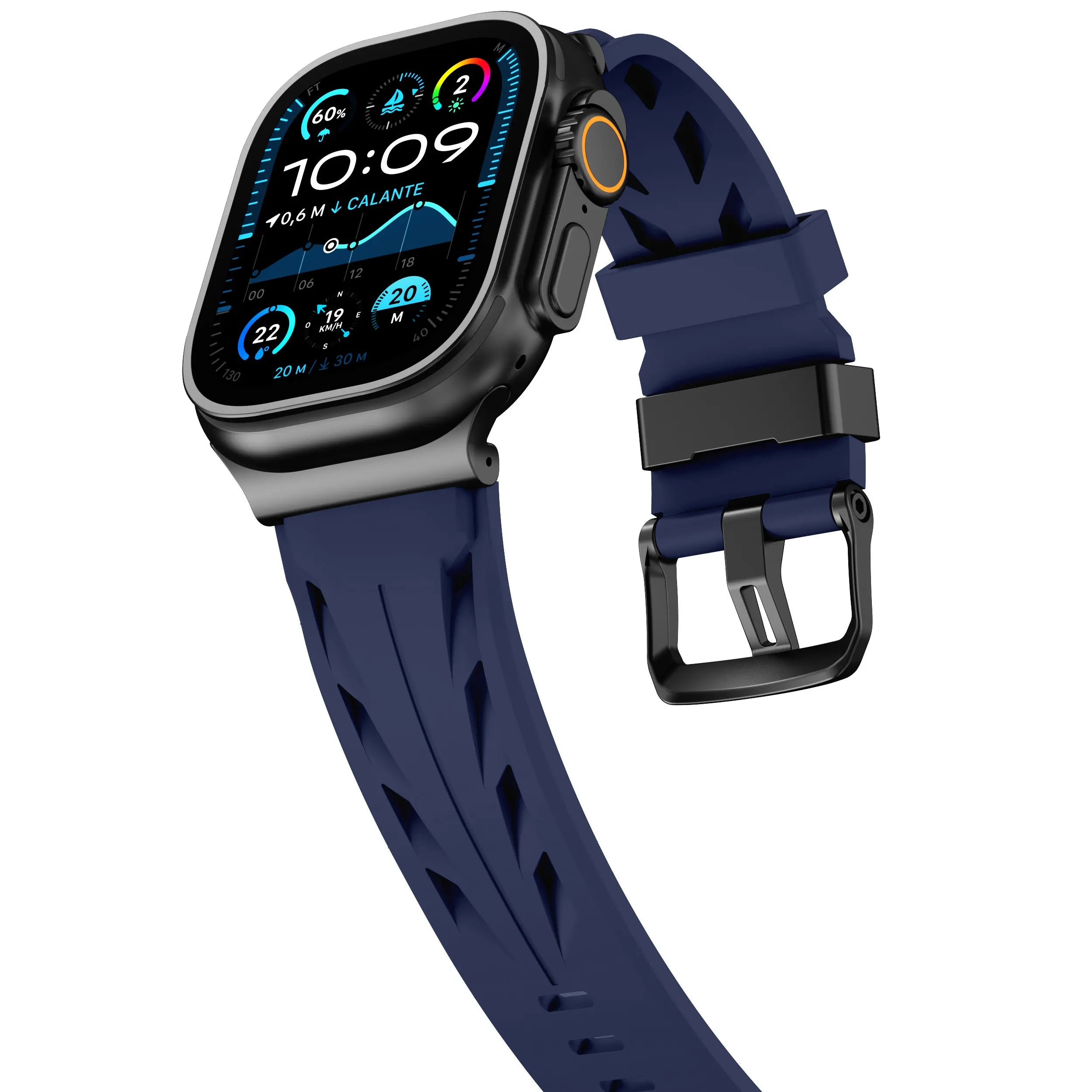 Bracelet silicone race Apple Watch (bleu foncé)