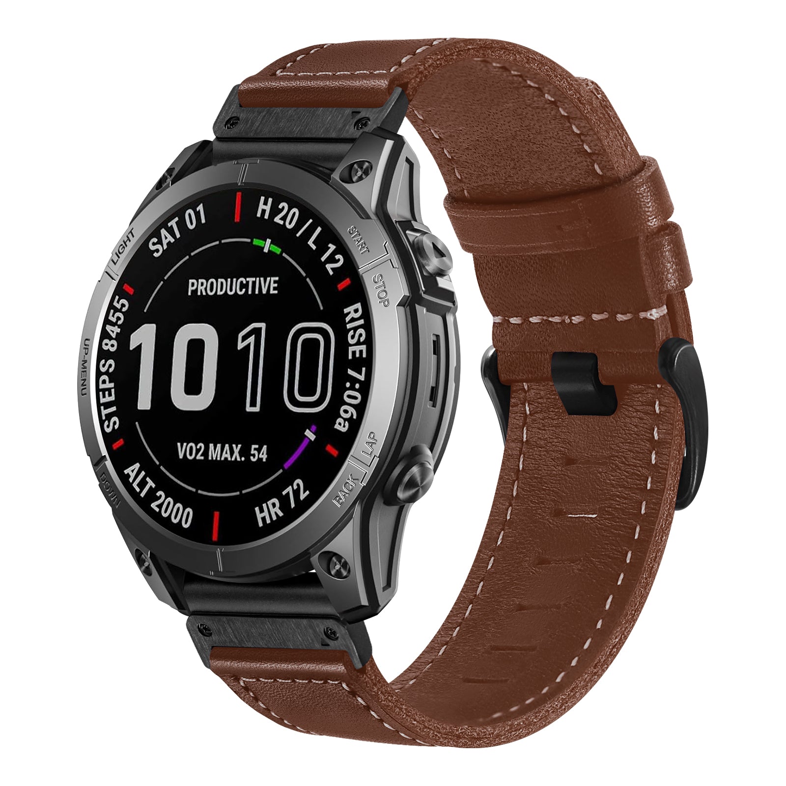 Garmin Forerunner 970 Premium Leather Strap (Dark Brown)