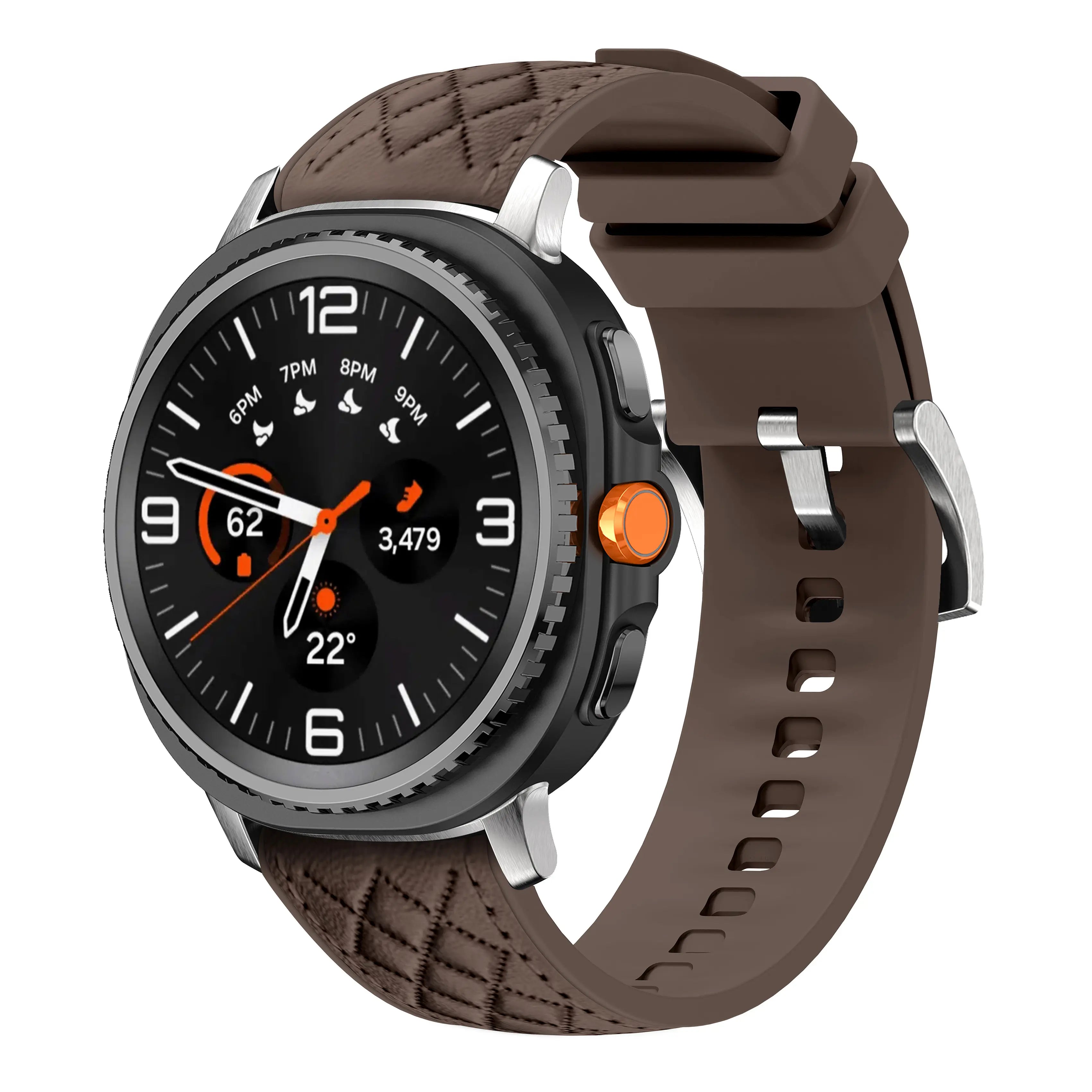 Bracelet cuir hybride diamond Samsung Galaxy Watch 9 - 44mm (marron foncé)