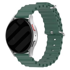 Silicone Ocean Strap, dark green, on a watch, 3/4 front view