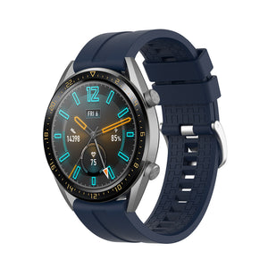 Silicone Strap 'Extreme', dark blue, on a watch, 3/4 front view
