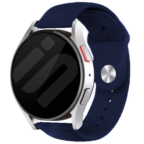 Silicone Sport Strap, dark blue, on a watch, 3/4 front view