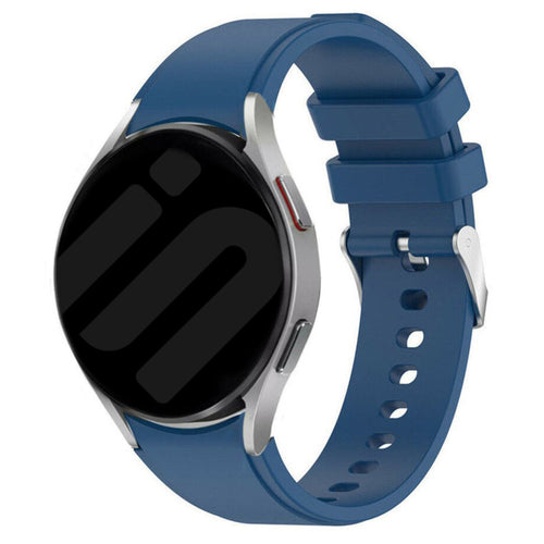 Silicone Strap 'Perfect Fit', blue, on a watch, 3/4 front view
