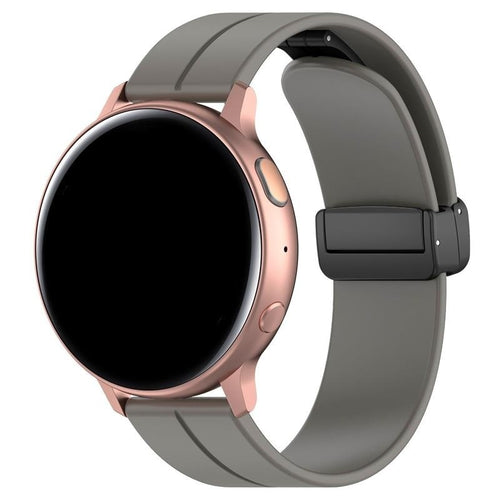D-Buckle Silicone Strap, dark grey, on a watch, 3/4 front view