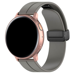 D-Buckle Silicone Strap, dark grey, on a watch, 3/4 front view