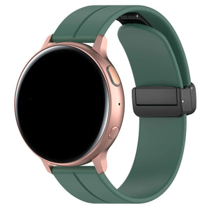 D-Buckle Silicone Strap, dark green, on a watch, 3/4 front view