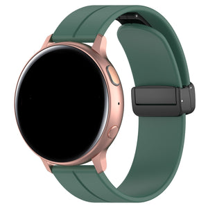 D-Buckle Silicone Strap, dark green, on a watch, 3/4 front view