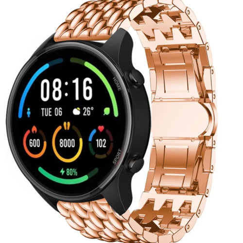 Steel Dragon Strap, rose gold, on a watch, 3/4 front view
