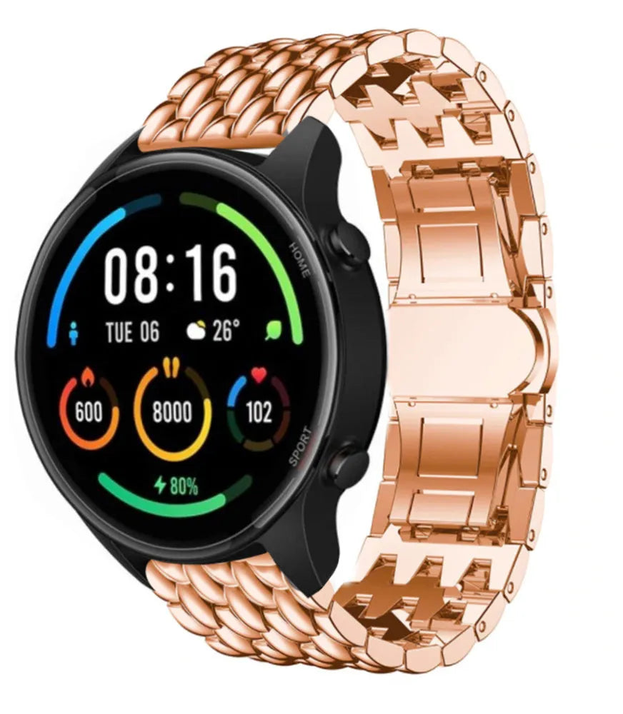 Steel Dragon Strap, rose gold, on a watch, 3/4 front view