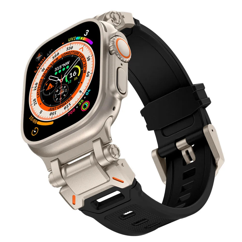 Silicone Strap 'Explorer', on a watch, 3/4 front view