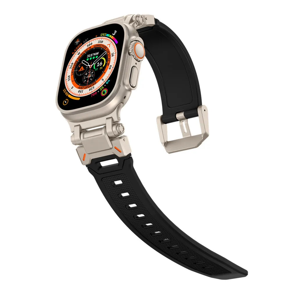 Silicone Strap 'Explorer', on a watch, 3/4 front view