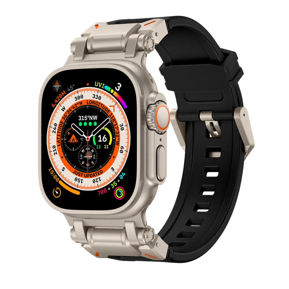 Silicone Strap 'Explorer', on a watch, 3/4 front view