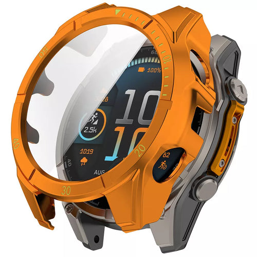 Coque rigide avec verre Garmin Fenix 8 - 47mm AMOLED (orange/vert)