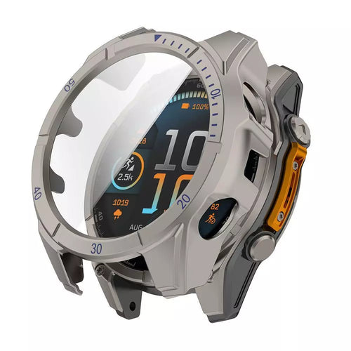 Coque rigide avec verre Garmin Fenix 8 - 47mm AMOLED (titane/bleu)