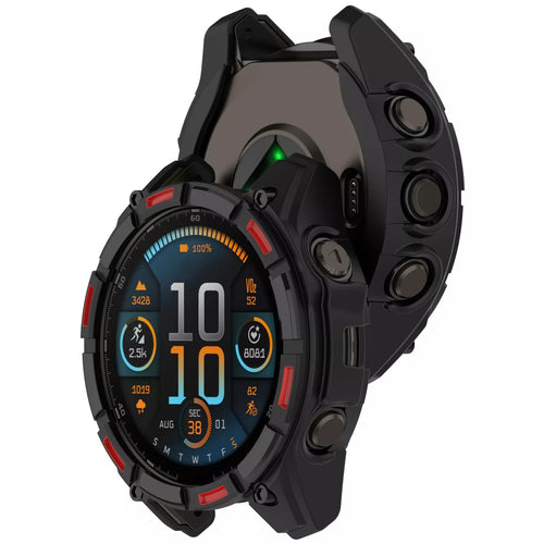 Coque TPU robuste Garmin Fenix 8 - 47mm AMOLED (noir/rouge)
