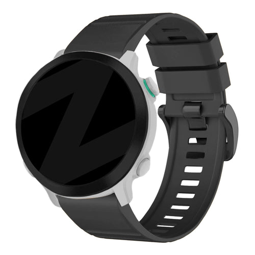 Buckled Silicone Strap, black, on a watch, 3/4 front view