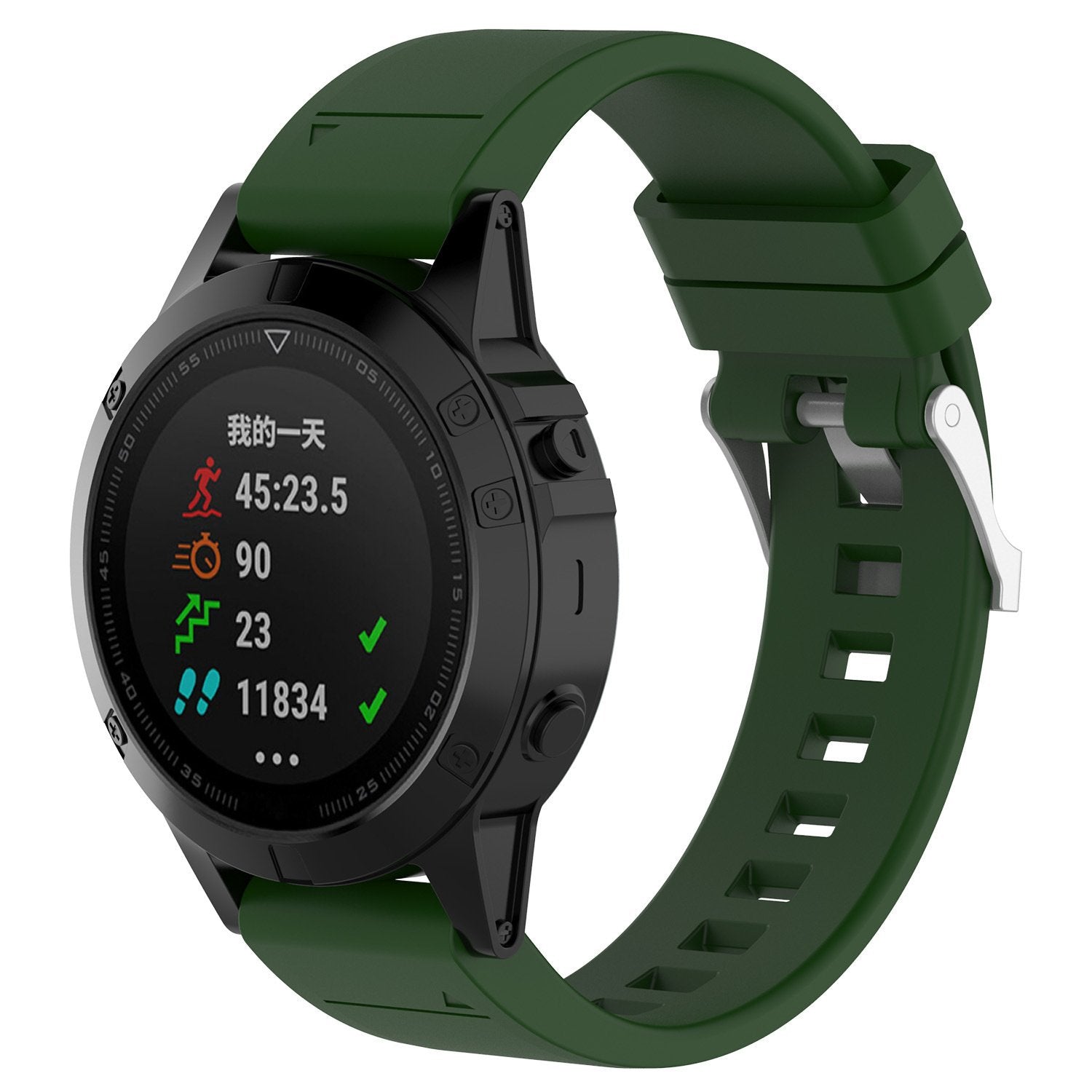 Bracelet silicone brillant Garmin Descent Mk3(i) - 43mm (vert militaire)