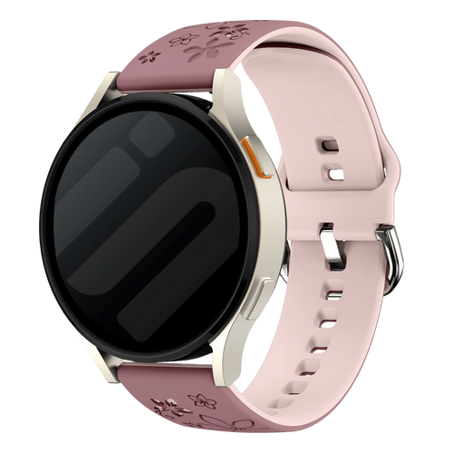 Bracelet silicone à fleurs Huawei Watch GT 5 - 41mm (mauve/rose pâle)