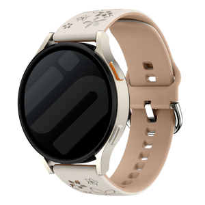Bracelet silicone à fleurs Huawei Watch 5 - 42mm (lumière stellaire/beige)